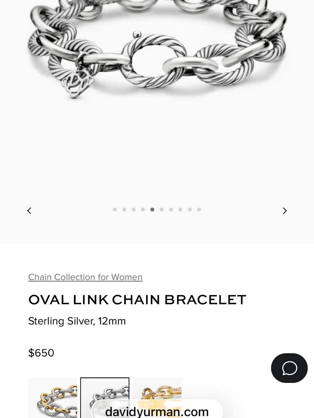David Yurman Oval Link Chain Bracelet in Sterling Silver